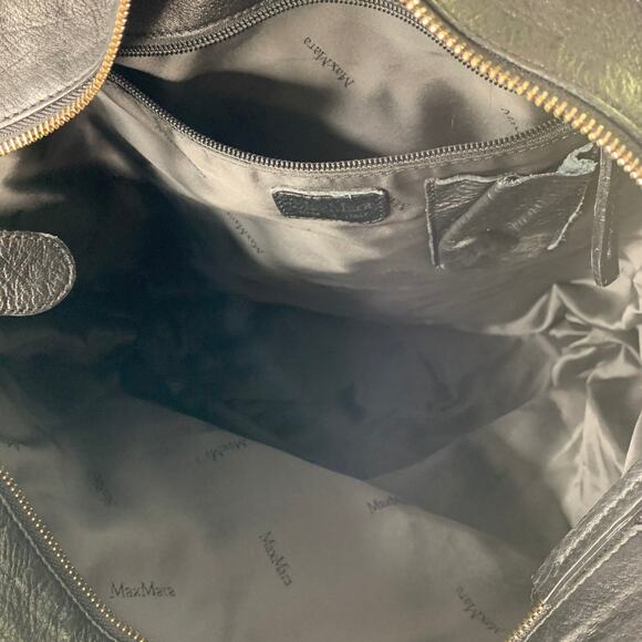 MAX MARA Black Leather Tote Top Handles Zip Handbag - Picture 8 of 9